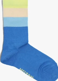 blauwe melton sokken wide stripes socks