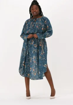 blauwe mes demoiselles midi jurk yuna dress