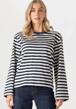 blauwe modström tops & t-shirts hellenmd ls stripe t-shirt