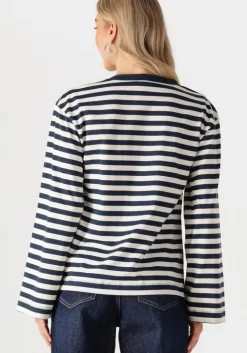 blauwe modström tops & t-shirts hellenmd ls stripe t-shirt