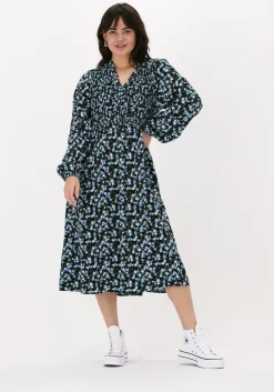 blauwe msch copenhagen midi jurk kalika jalina dress aop