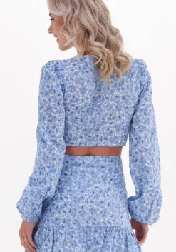 blauwe na-kd blouses organic gathered detail long sleeve blouse