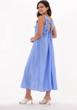 blauwe na-kd midi jurk organic open back midi dress