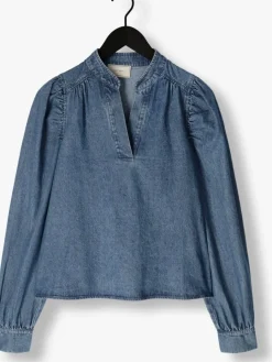 blauwe neo noir blouses rosslyn denim blouse