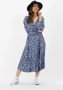 blauwe neo noir midi jurk hannah leo frenzy dress