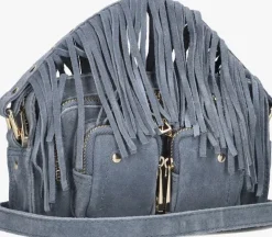 blauwe núnoo schoudertas helena fringe suède