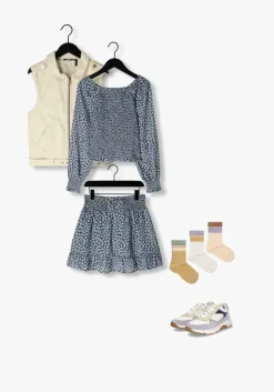 blauwe nobell blouses tessa smocked denim flower blouse