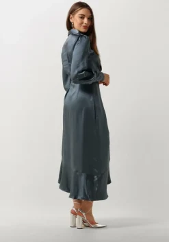 blauwe notre-v midi jurk nv-dorissa satin dress