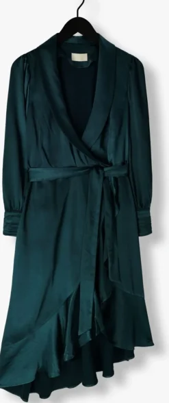 blauwe notre-v midi jurk nv-dorissa satin dress