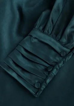 blauwe notre-v midi jurk nv-dorissa satin dress