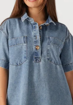 blauwe notre-v mini jurk nv-faye