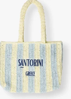 blauwe notre-v schoudertas santorini greece