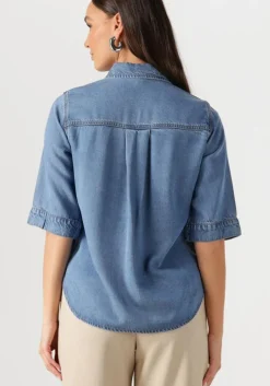 blauwe object blouses objframe 2/4 re denim top