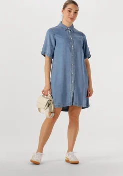 blauwe object mini jurk objframe 2/4 re denim dress