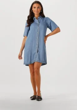 blauwe object mini jurk objframe 2/4 re denim dress