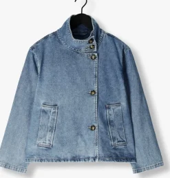 blauwe object spijkerjas objtilla gro l/s lo denim jacket