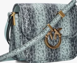 blauwe pinko schoudertas love box bag fl mini pelle
