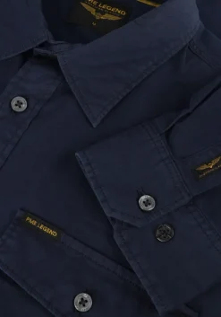 blauwe pme legend casual overhemd long sleeve shirt light gd poplin stretch