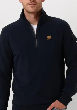 blauwe pme legend trui half zip collar interlock jersey