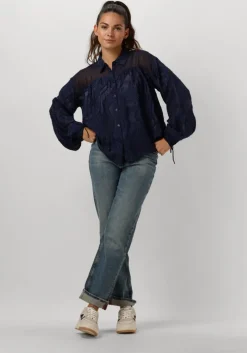 blauwe pom amsterdam blouses jaqcuard midnight blue