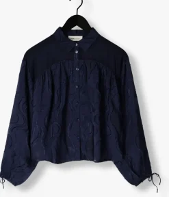 blauwe pom amsterdam blouses jaqcuard midnight blue