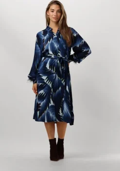 blauwe pom amsterdam midi jurk jada feathers blue
