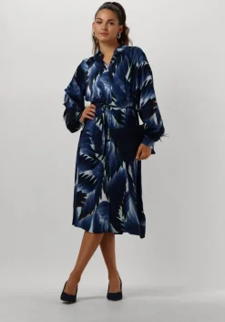 blauwe pom amsterdam midi jurk jada feathers blue