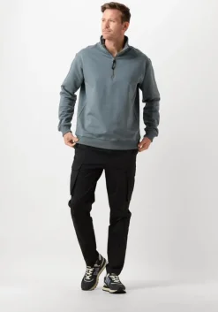 blauwe pure path trui loose fit sweaters halfzip319