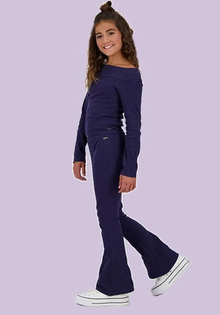 blauwe raizzed flared broek leva