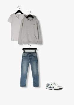 blauwe raizzed straight leg jeans santiago