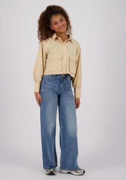 blauwe raizzed wide jeans monaco