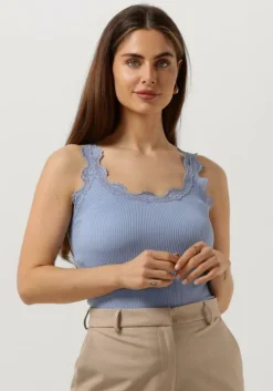 blauwe rosemunde top silk top w/ lace