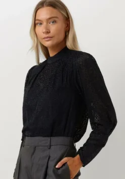 blauwe scotch & soda blouses mock neck top with open back detail