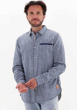 blauwe scotch & soda casual overhemd indigo yarn-dyed checked shirt