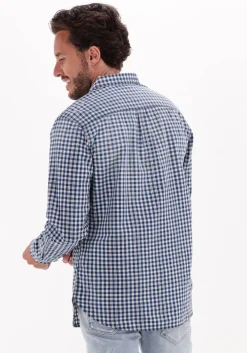 blauwe scotch & soda casual overhemd indigo yarn-dyed checked shirt