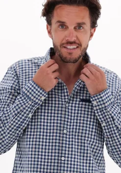 blauwe scotch & soda casual overhemd indigo yarn-dyed checked shirt