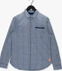 blauwe scotch & soda casual overhemd indigo yarn-dyed checked shirt