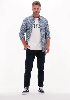 blauwe scotch & soda casual overhemd indigo yarn-dyed checked shirt