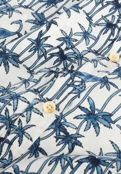 blauwe scotch & soda casual overhemd slim fit printed poplin shirt