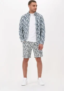 blauwe scotch & soda casual overhemd slim fit printed poplin shirt