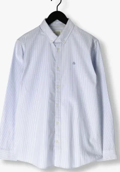 blauwe scotch & soda casual overhemd oxford stripe