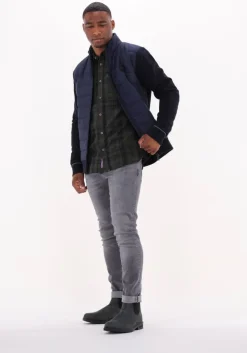 blauwe scotch & soda gewatteerde jas padded jacket with knitted sleeve and back panel