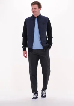 blauwe scotch & soda gewatteerde jas padded jacket with knitted sleeve and back panel