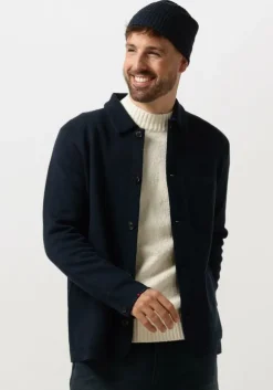 blauwe scotch & soda jack wool-blend knitted worker jacket