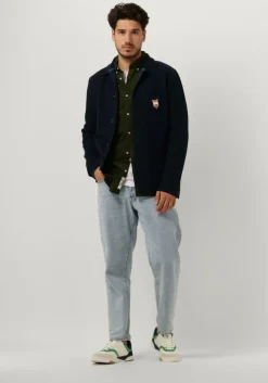 blauwe scotch & soda jack wool-blend knitted worker jacket