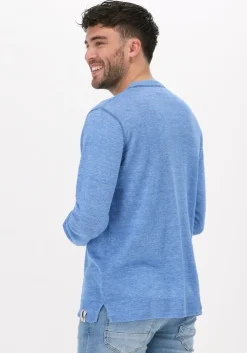 blauwe scotch & soda trui lightweight linen-blend melange crewneck pullover