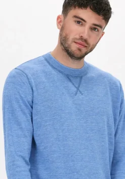 blauwe scotch & soda trui lightweight linen-blend melange crewneck pullover