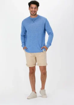 blauwe scotch & soda trui lightweight linen-blend melange crewneck pullover