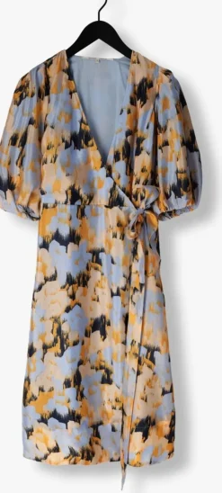 blauwe second female midi jurk marigold wrap dress