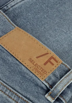 blauwe selected femme mom jeans felina hw mom lair blue jeans